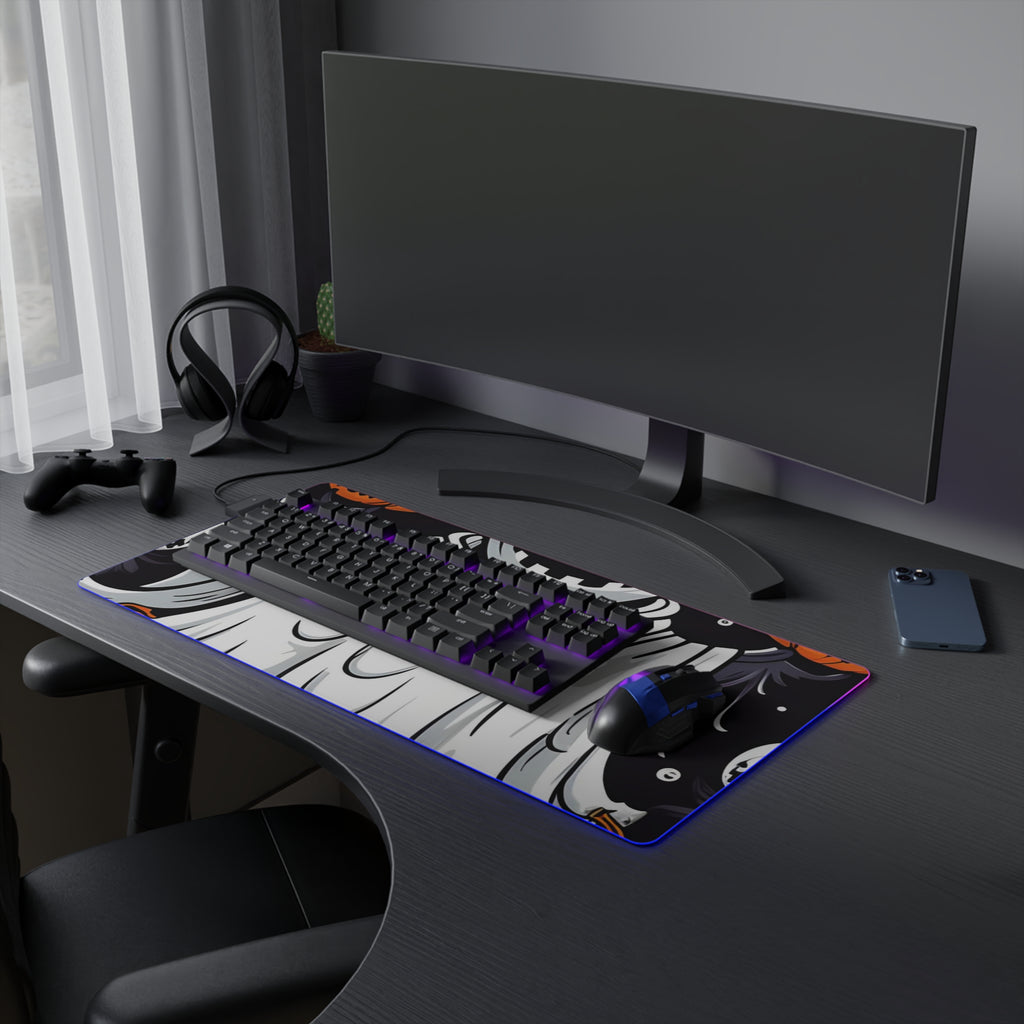 LED Gaming Mouse Pad with Ghost Skeleton Pumpkins Design for Halloween, view 15