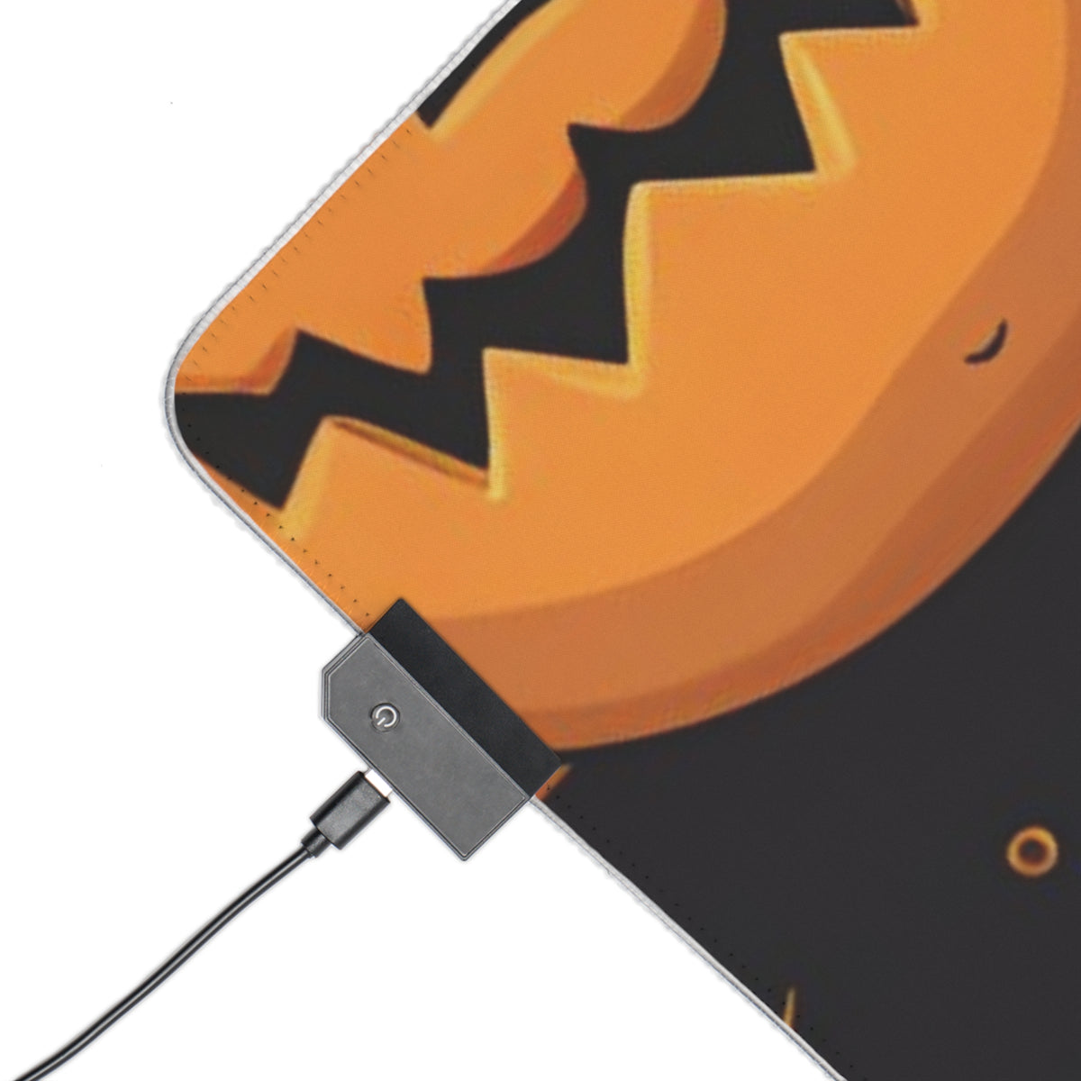 LED Gaming Mouse Pad with Ghastly Skeleton Pumpkin Party Design for Halloween, view 24