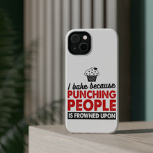 DistinctInk ToughCase for Apple iPhone, Compatible with MagSafe Charging - I Bake Because Punching People is Frowned Upon