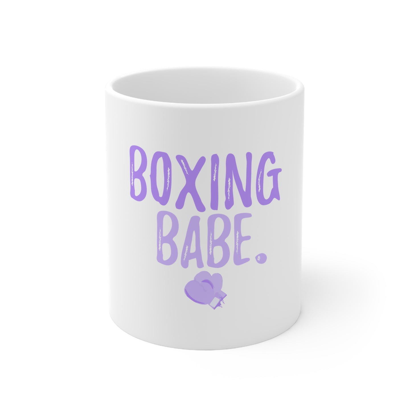 DistinctInk Glossy White Coffee / Tea Mug - Boxing Babe