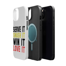 DistinctInk ToughCase for Apple iPhone, Compatible with MagSafe Charging - Serve It Smash It Win It Love It Tennis