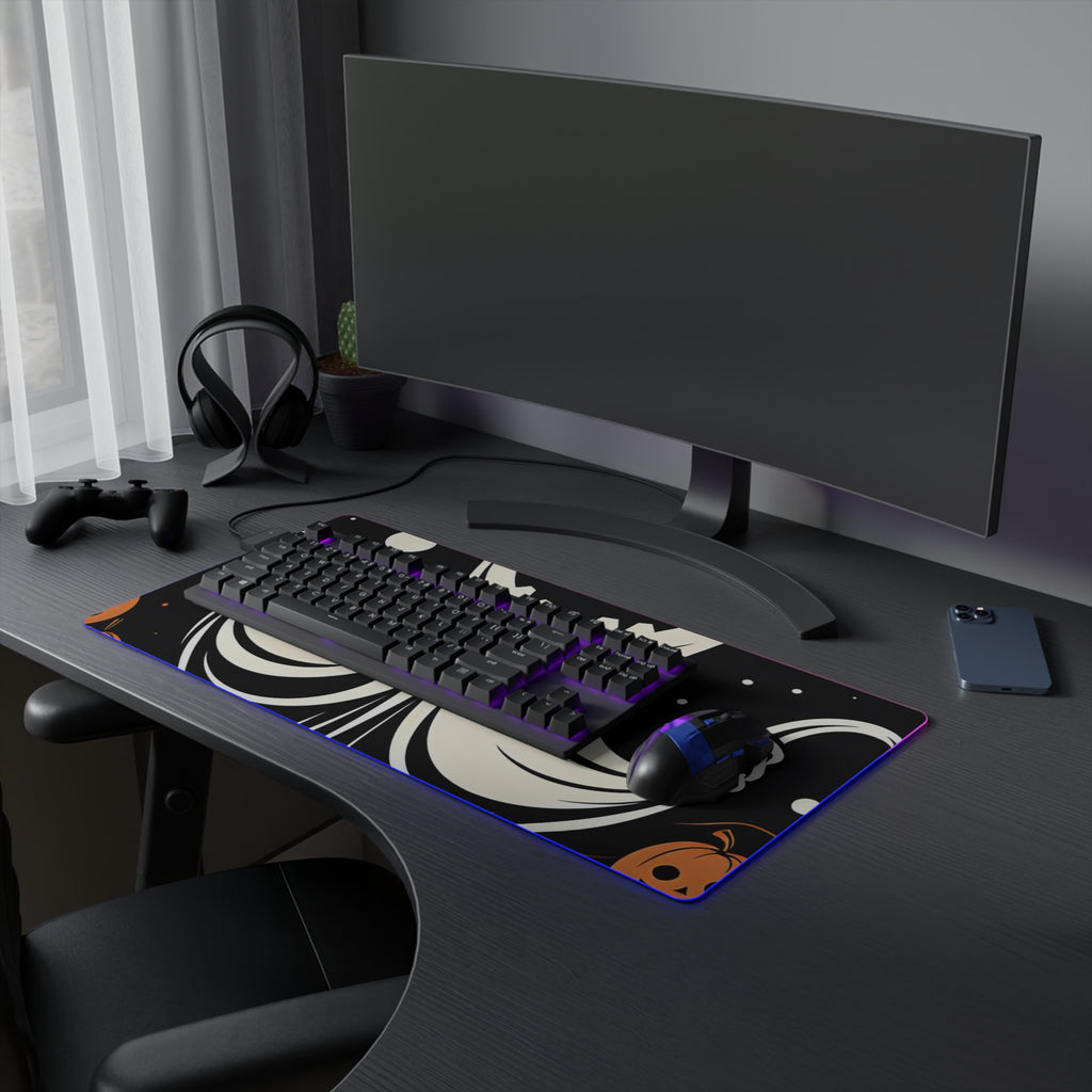 LED Gaming Mouse Pad with Ghost Skeleton Cartoon Pumpkins Design for Halloween, view 15