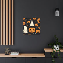 DistinctInk Canvas Wall Art with Spooky Skeleton Pumpkin Patch for Halloween