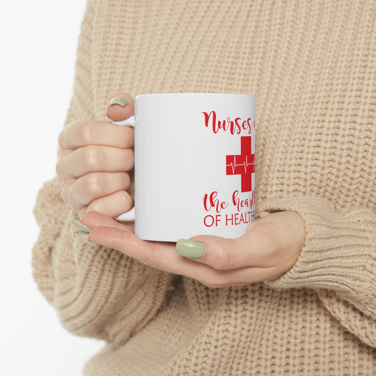 Glossy White Coffee / Tea Mug - Nurses Are The Heartbeat of Healthcare, view 10