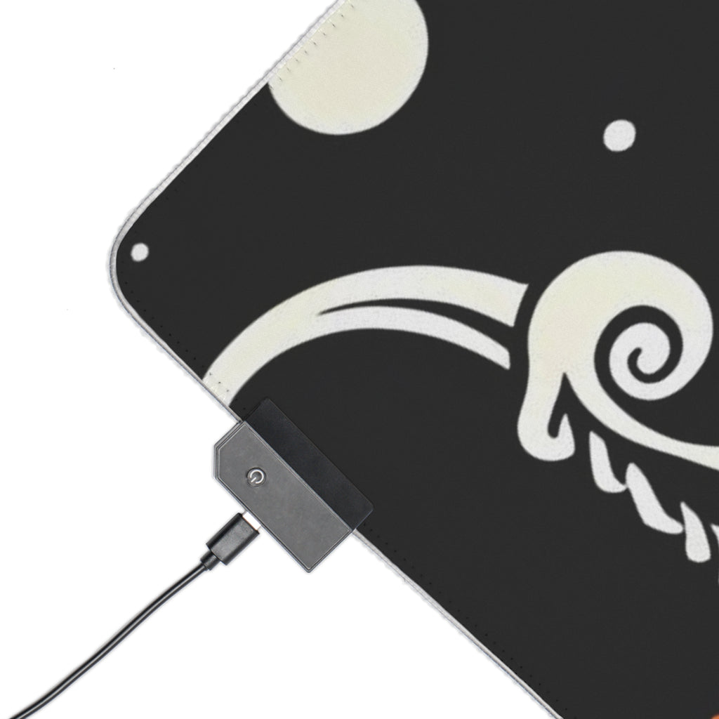 LED Gaming Mouse Pad with Ghost Skeleton Cartoon Pumpkins Design for Halloween, view 6