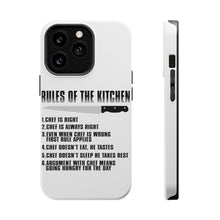 DistinctInk ToughCase for Apple iPhone, Compatible with MagSafe Charging - Rules of the Kitchen - Chef Is Right