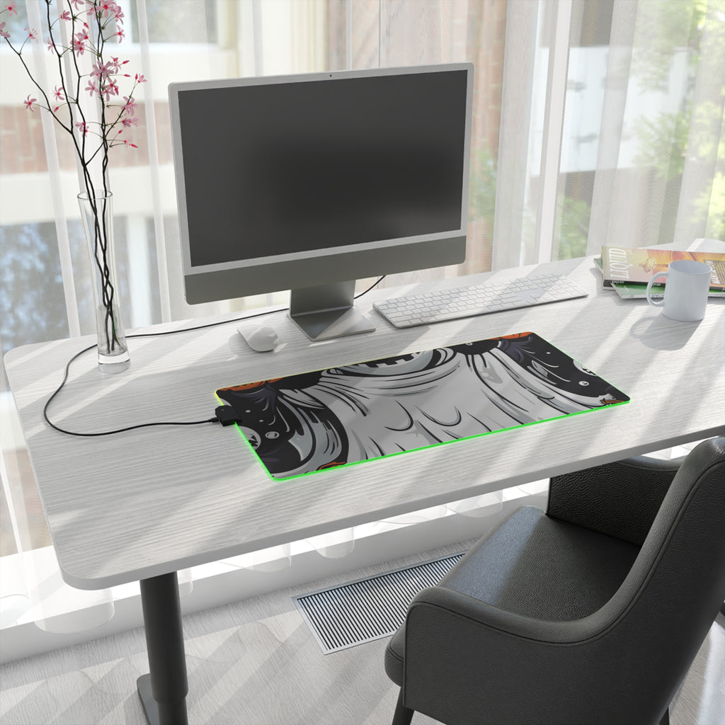 LED Gaming Mouse Pad with Ghost Skeleton Pumpkins Design for Halloween, view 10