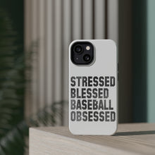 DistinctInk ToughCase for Apple iPhone, Compatible with MagSafe Charging - Stressed Blessed Baseball Obsessed