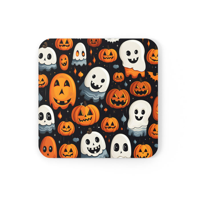 DistinctInk (Set of 4) Corkwood Coasters with Spooky Halloween NightDesign for Halloween