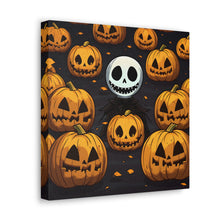 DistinctInk Canvas Wall Art with Ghastly Skeleton Pumpkins for Halloween