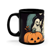 DistinctInk Black Coffee Mug - Spooky Skeleton Pumpkins for Halloween