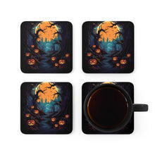 DistinctInk (Set of 4) Corkwood Coasters with Haunted Evening Nightmare Design for Halloween