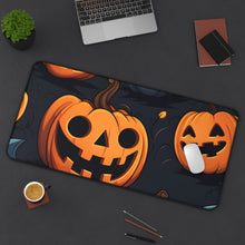 DistinctInk Desk Mat with Nightly Fright of Bats and Ghouls Design for Halloween
