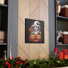 DistinctInk Canvas Wall Art with Trick or Treat Ghost-O-Lantern for Halloween