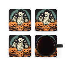 DistinctInk (Set of 4) Corkwood Coasters with Spooky Skeleton PumpkinsDesign for Halloween