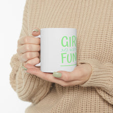 DistinctInk Glossy White Coffee / Tea Mug - Girls Just Wanna Have Fund $