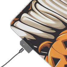 DistinctInk LED Gaming Mouse Pad with Ghostly Skeleton and Pumpkins Design for Halloween