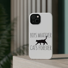 DistinctInk ToughCase for Apple iPhone, Compatible with MagSafe Charging - Boys Whatever, Cats Forever