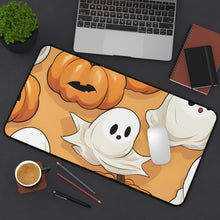 DistinctInk Desk Mat with Ghostly Skeleton Pumpkin Patch Design for Halloween