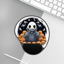 DistinctInk Mouse Pad with Wrist Rest  with Skeleton Ghost and Pumpkin Design for Halloween