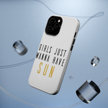 DistinctInk ToughCase for Apple iPhone, Compatible with MagSafe Charging - Girls Just Wanna Have Sun