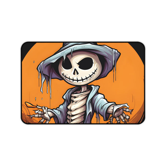 DistinctInk Desk Mat with Haunted Jack-O'-Skeleton Design for Halloween