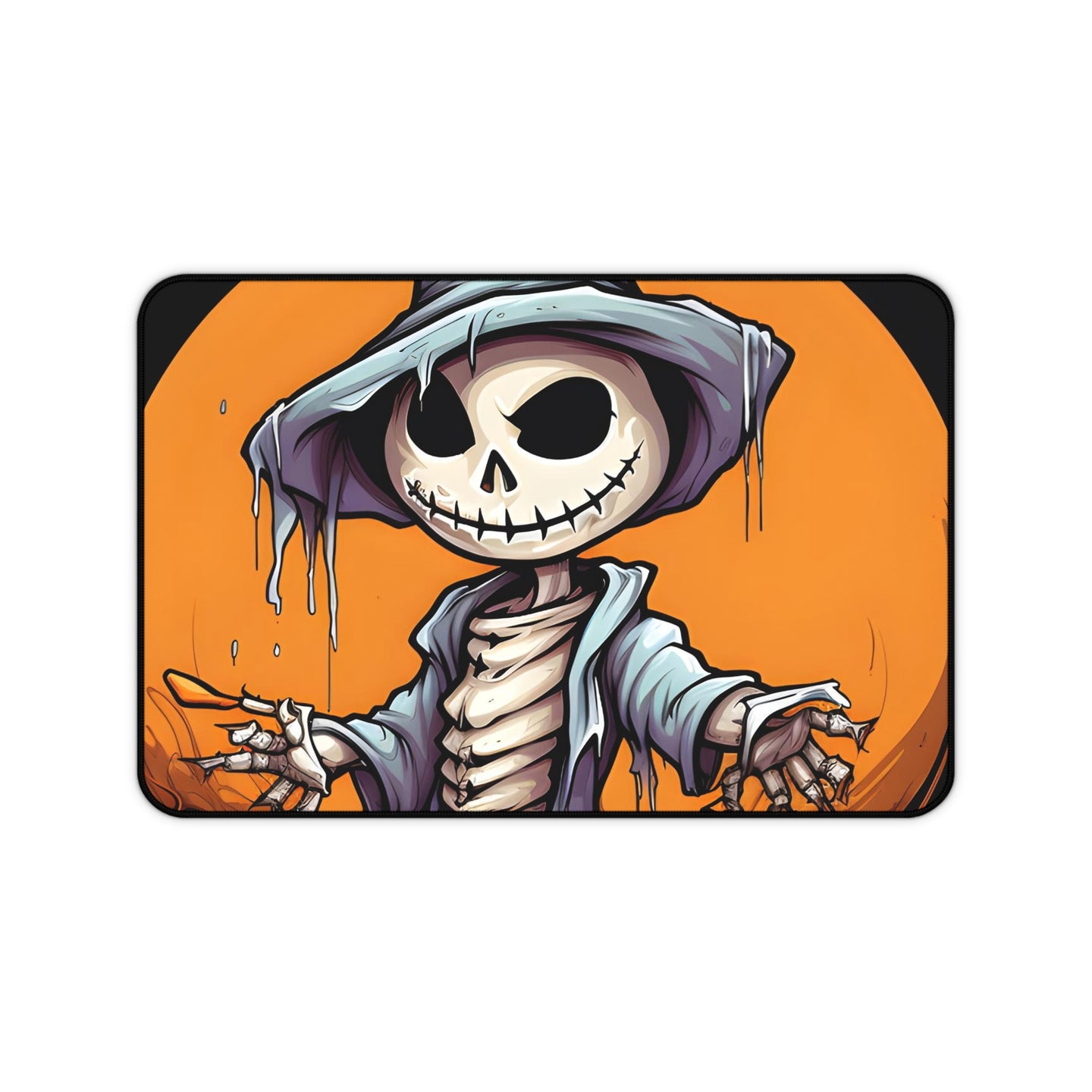 DistinctInk Desk Mat with Haunted Jack-O'-Skeleton Design for Halloween