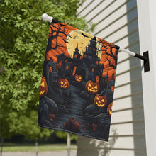 DistinctInk Garden & House Banner Flag with Darkness Falls on Halloween Design for Halloween