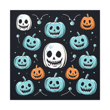 DistinctInk Canvas Wall Art with Skele-Ghostly Pumpkin Patch for Halloween