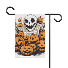 DistinctInk Garden & House Banner / Flag with Ghostly Skeleton and Pumpkins Design for Halloween