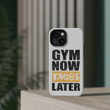 DistinctInk ToughCase for Apple iPhone, Compatible with MagSafe Charging - Gym Now Tacos Later