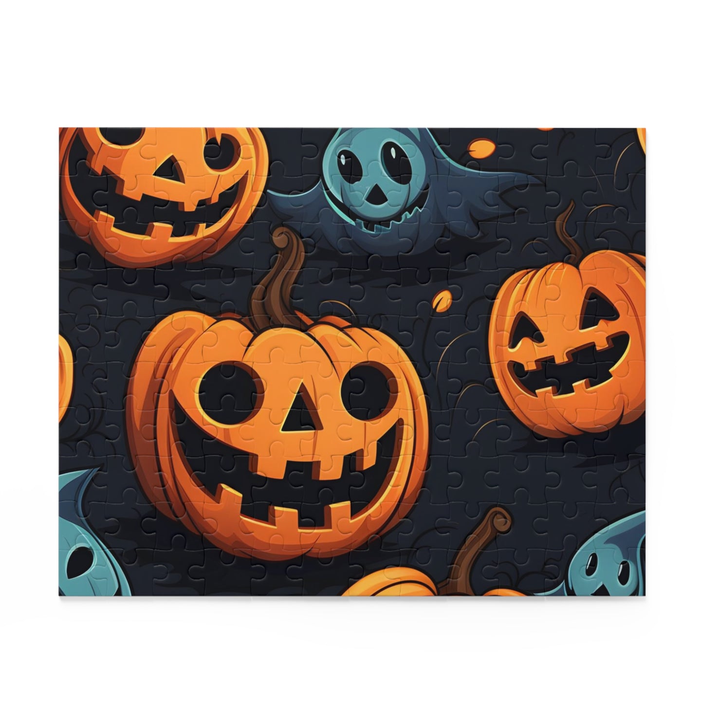 DistinctInk Jigsaw Puzzle with Nightly Fright of Bats and Ghouls Design for Halloween