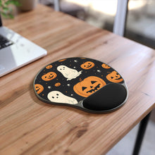 DistinctInk Mouse Pad with Wrist Rest  with Spooky Skeleton Pumpkin Patch Design for Halloween