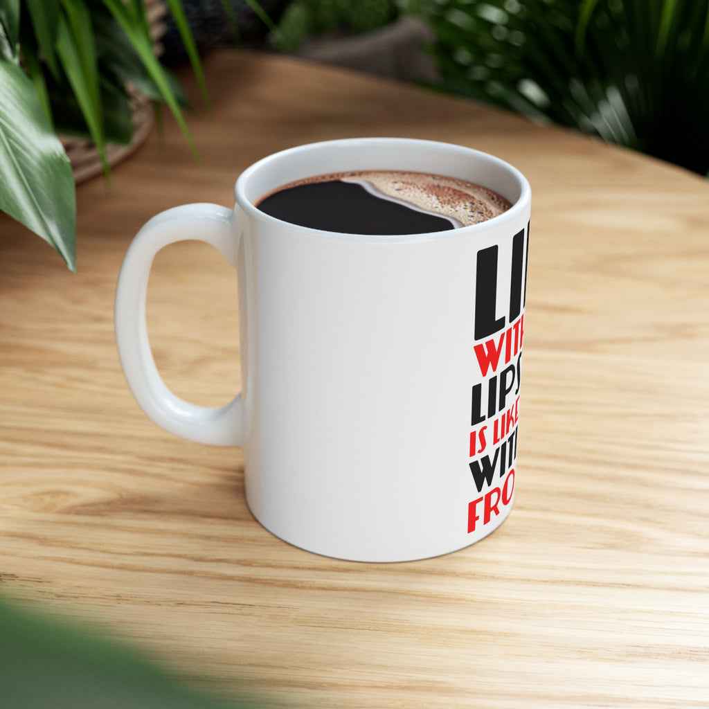 Glossy White Coffee / Tea Mug - Lips Without Lipstick Cake Without Frosting, view 8