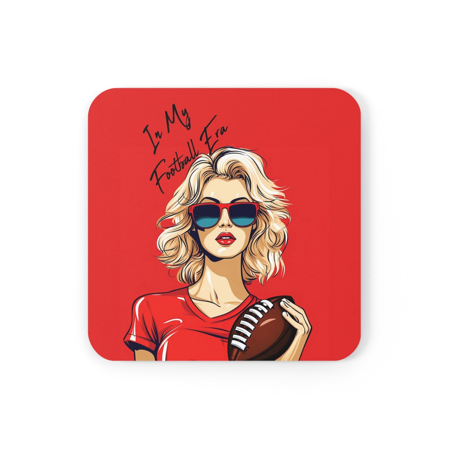 DistinctInk (Set of 4) Corkwood Coasters with In My Football Era design
