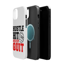 DistinctInk ToughCase for Apple iPhone, Compatible with MagSafe Charging - Hustle Hit Never Quit Volleyball