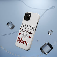 DistinctInk ToughCase for Apple iPhone, Compatible with MagSafe Charging - I Run on Chocolate and Wine