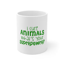 DistinctInk Glossy White Coffee / Tea Mug - I Cure Animals What's Your Superpower