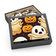 DistinctInk Jigsaw Puzzle with Ghost Skeleton Pumpkin Pattern Design for Halloween