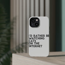 DistinctInk ToughCase for Apple iPhone, Compatible with MagSafe Charging - Rather Be Watch Cats On The Internet