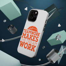 DistinctInk ToughCase for Apple iPhone, Compatible with MagSafe Charging - Teamwork Makes the Dream Work Basketball