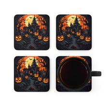 DistinctInk (Set of 4) Corkwood Coasters with Darkness Falls on HalloweenDesign for Halloween