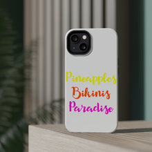 DistinctInk ToughCase for Apple iPhone, Compatible with MagSafe Charging - Pineapples Bikinis Paradise