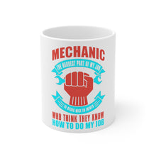 DistinctInk Glossy White Coffee / Tea Mug - Mechanic Being Nice to Idiots