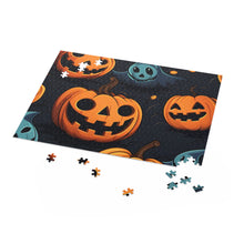 DistinctInk Jigsaw Puzzle with Nightly Fright of Bats and Ghouls Design for Halloween
