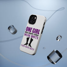 DistinctInk ToughCase for Apple iPhone, Compatible with MagSafe Charging - One Girl Who Would Rather Wear Boots Than Heels