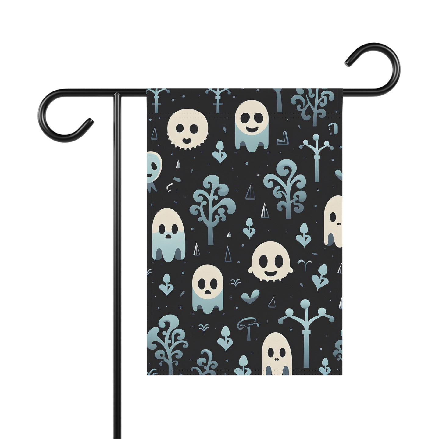 DistinctInk Garden & House Banner / Flag with Ghastly Skeletal Shadows Design for Halloween