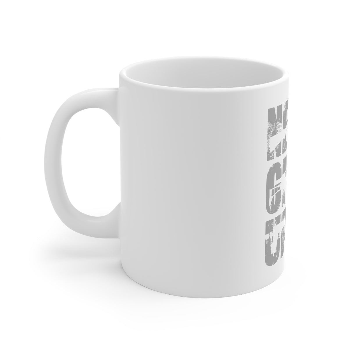 Glossy White Coffee / Tea Mug - Never Give Up The Guns, view 2