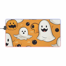 DistinctInk LED Gaming Mouse Pad with Ghoulish Bats and Pumpkins Design for Halloween