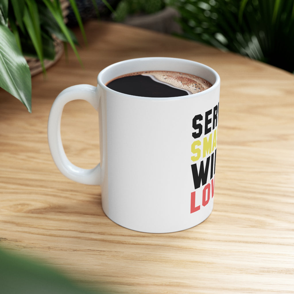 Glossy White Coffee / Tea Mug - Serve It Smash It Win It Love It Tennis, view 8